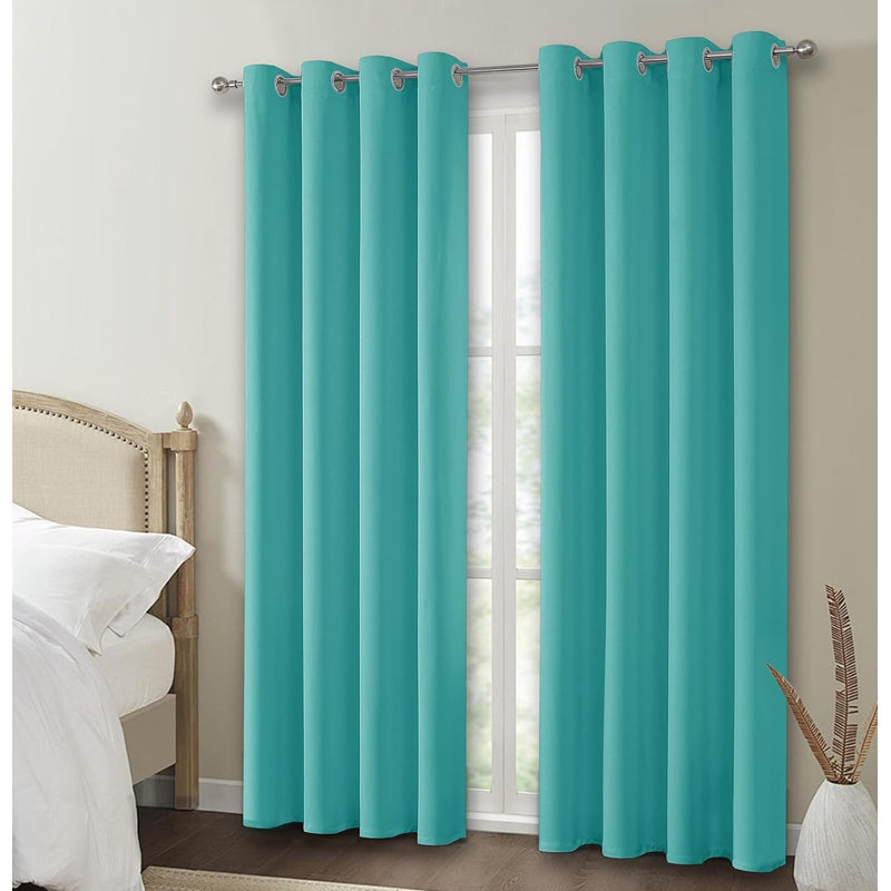 W46 x L54 Inch Eyelet Blackout Curtains, 54 Inch Drop Thermal Insulated Light Blocking Short Window Drapes