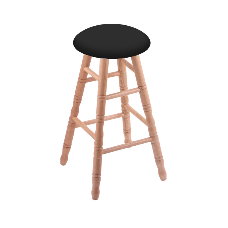 Tabouret de bar 36 po pivotante upholsetered, Vinyle noir, Chêne naturel, Très grand (siège d'une hauteur de 36 po)