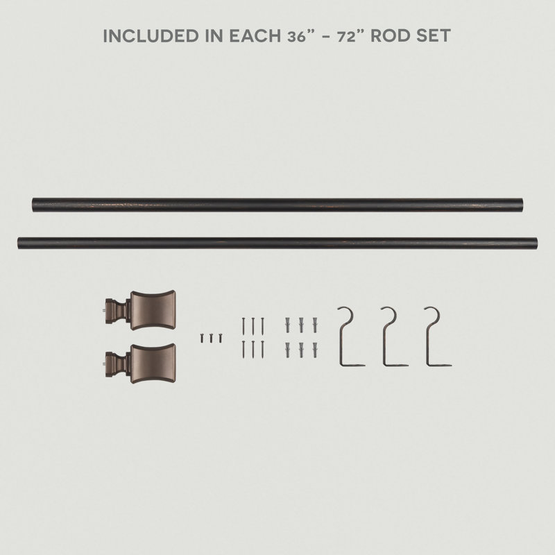 Amalgamated Textiles Exclusive Home Loran 1" Window Curtain Rod and Finial Set, Adjustable