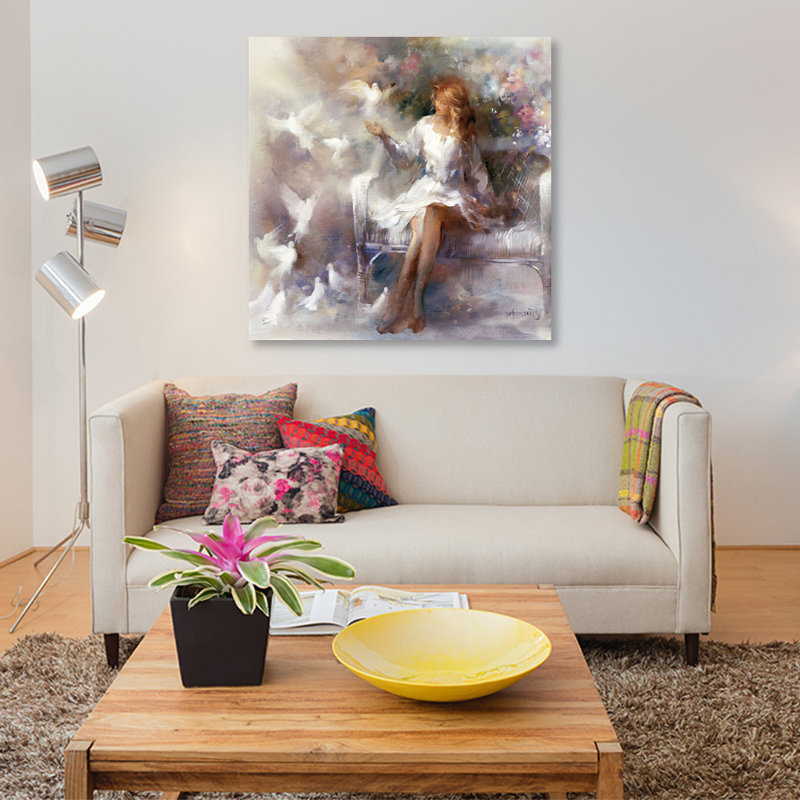 «White Dreams», reproduction sur toile, H 18 po x l 18 po x P 1,5 po, Pas de tapis, Toile tendue