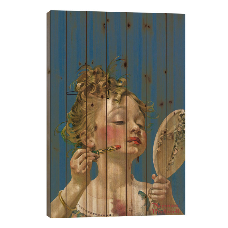 Petite fille au rouge à lèvres, H 40 po x l 26 po x P 1,5 po