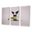 Lapin noir et blanc avec feuille verte - ensemble d'art mural sur toile traditionnel encadré de 3-2136848406-2136848407