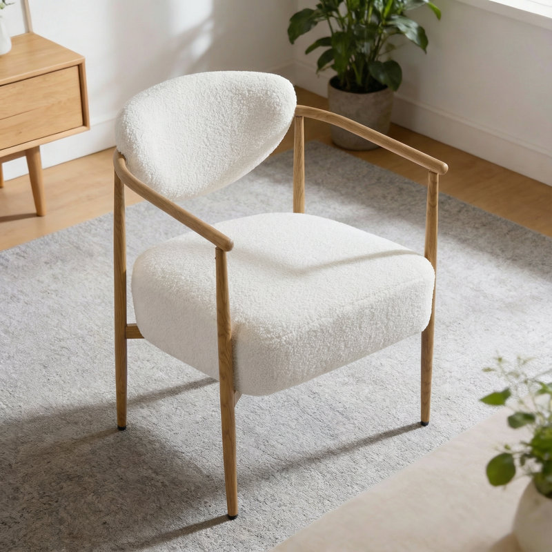 Chaise d'appoint moderne avec structure en fer, chaise de salon douce et confortable pour la chambre à coucher et la salle à manger