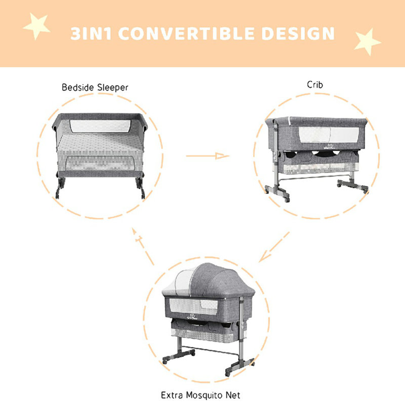 Lit de bébé pliable, Gris