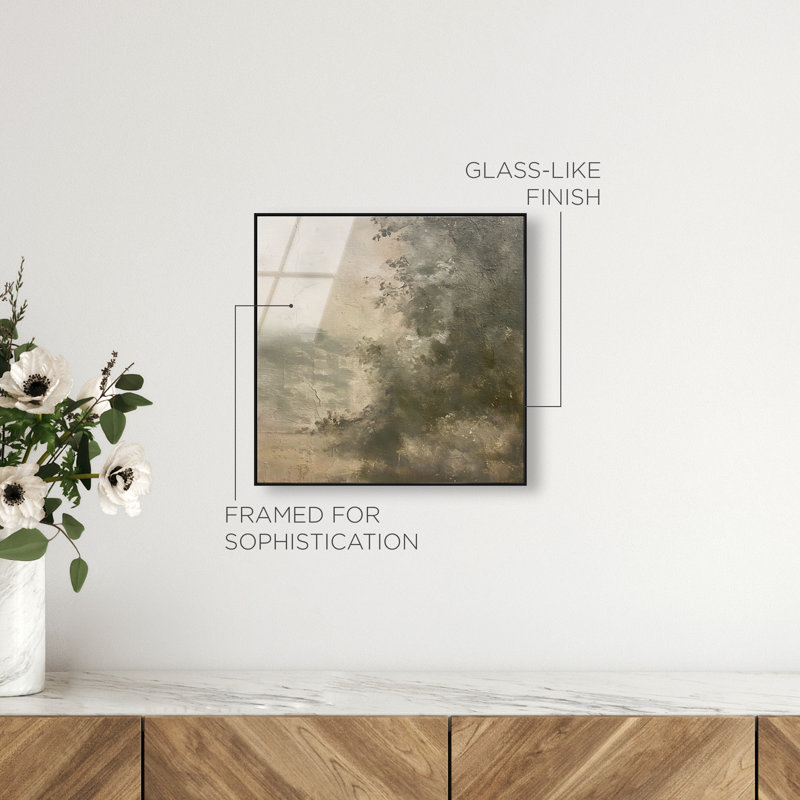 Crumbled Verdancy High-Gloss Frameless Acrylic Glass Wall Art Landscape & Nature Print by Oliver Gal, Ready to Hang, 12 x 12