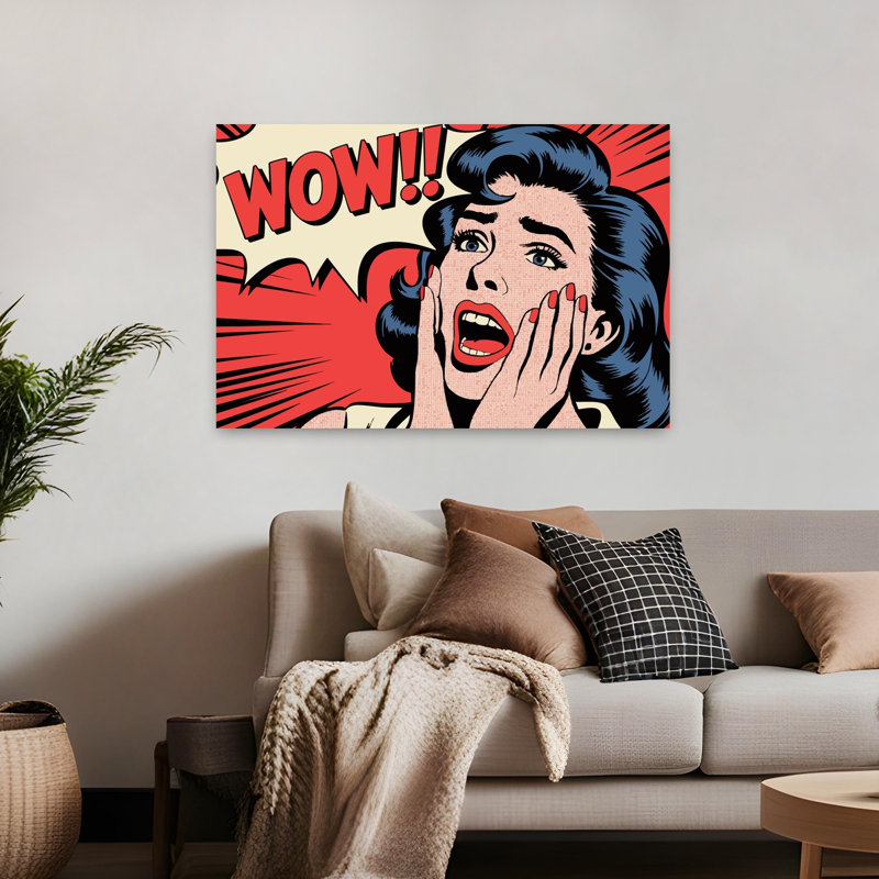 Art mural rétro rétro dramatique Wow Pop Art, H 32 po x l 48 po