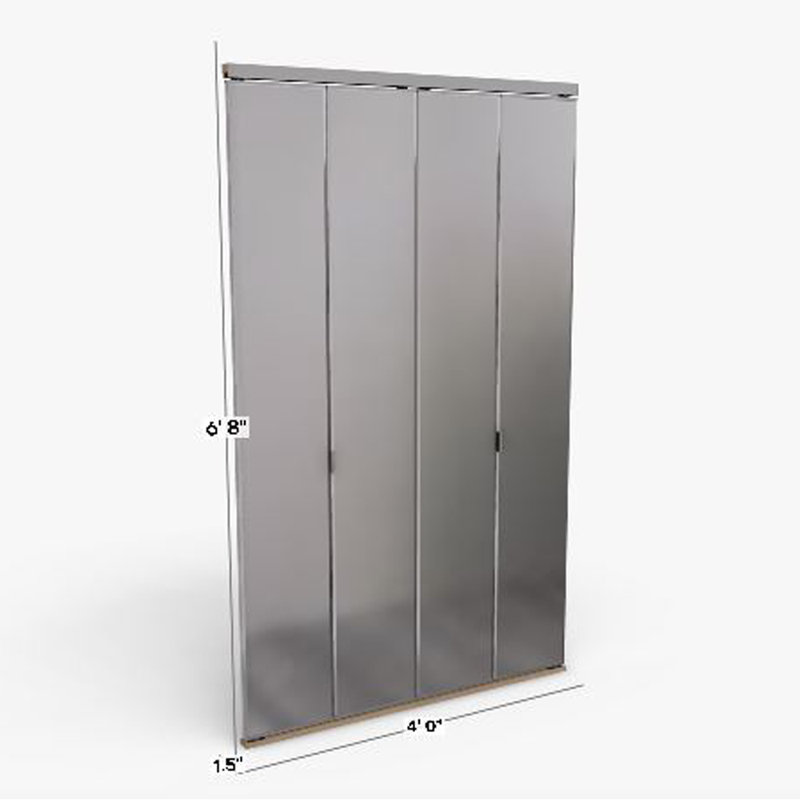 Porte pliante en miroir, blanc, 48 po x 80 po, Poli
