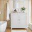 Armoires, buffet de rangement à double porte blanc cassé - Autoportant moderne avec portes à fermeture douce pour le salon Cuisine Salle de bain | Panneau de fibres à densité moyenne | Salon-272268508