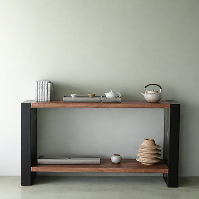 Console Mid-Century moderne en bois massif