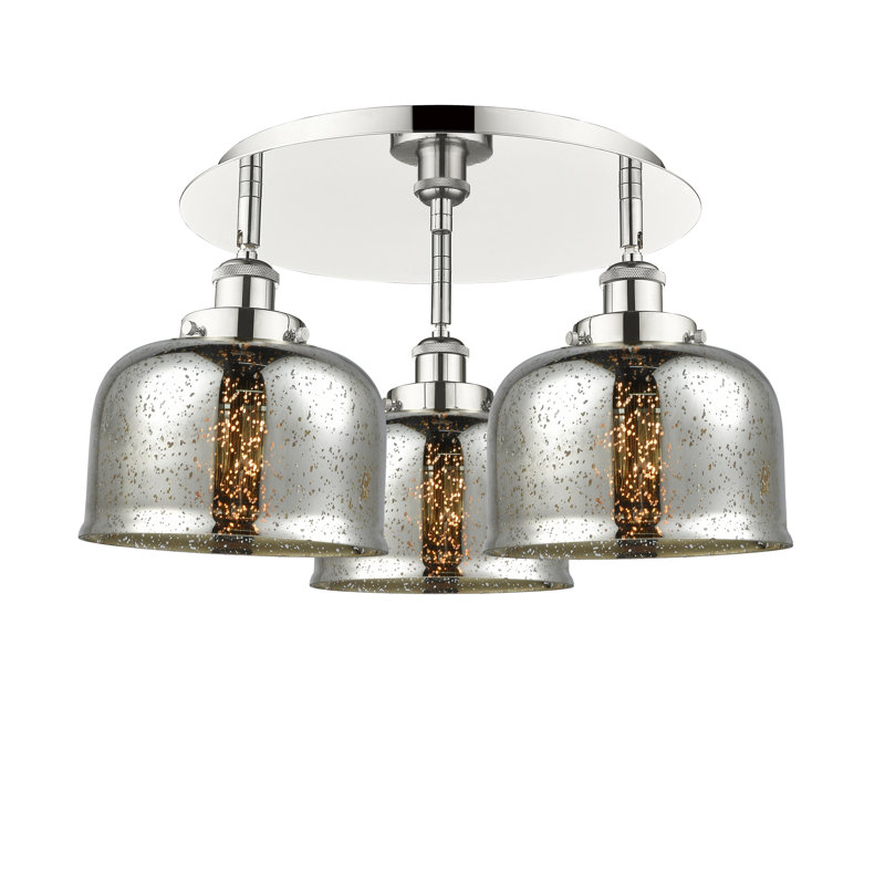 Bejtullah Glass Flush Mount, Silver Plated Mercury, Polished Nickel