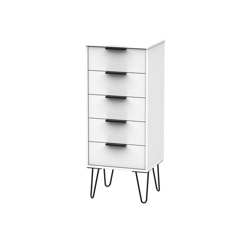 Fully Assembled Flovilla 5 Drawer 45Cm W, White Matt