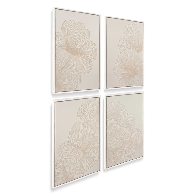 Ensemble de 4 impressions de pétales, 12 po x 8 po, Cadre flottant blanc opaque