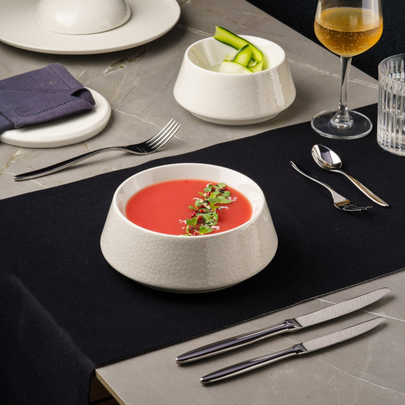 Bol à glissière en porcelaine non empilable | Blanc, 5,55 oz