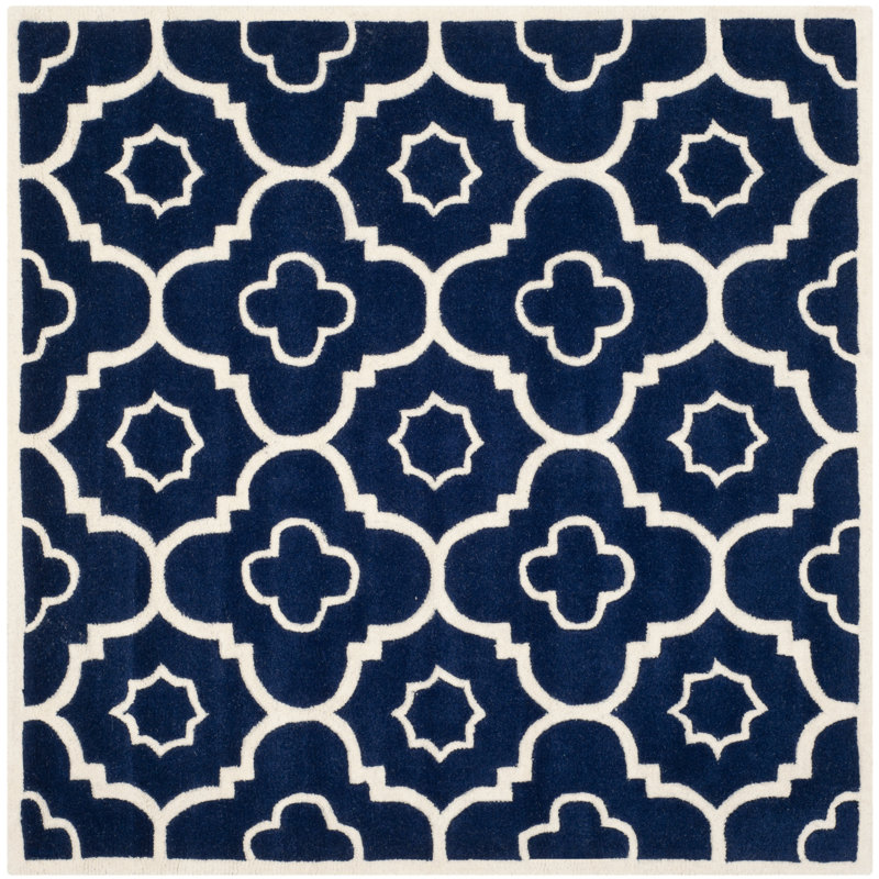 Carolene Hand Tufted Wool Geometric Rug, Square 5'