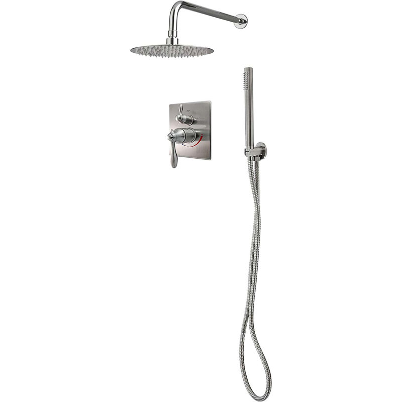 Pomme de douche 8 po avec douchette à main à fonction pluie triple KBFmore, Chrome poli