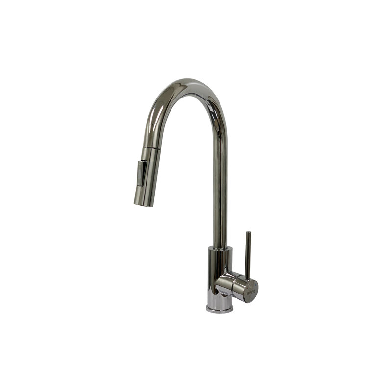 Robinet de cuisine à double fonction en acier inoxydable avec douchette extractible de 17,5 pouces KBFmore, Chrome poli