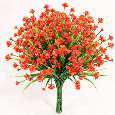 Lot de 10 bouquets de fleurs artificielles résistantes aux UV, arbustes en plastique résistant aux UV pour l'intérieur et l'extérieur de la maison et du jardin