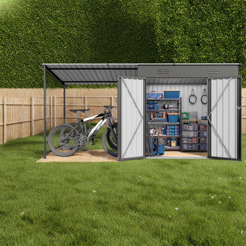 x4 ft Metal Sheds with Storage, Modern Lean-To Pergola for Backyard
