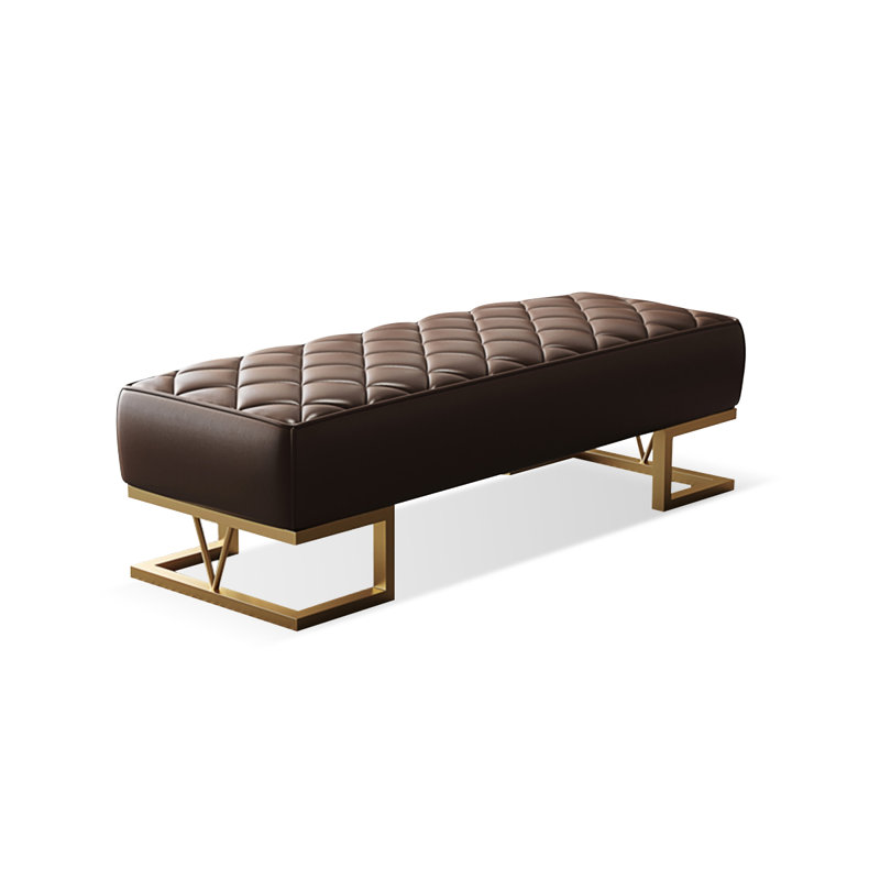 Banc avec revêtement, H 16,54 po x l 55,12 po x P 17,72 po, Marron foncé