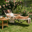 Chaise de camping pour l'extérieur - inclinable réglable (3 niveaux) - porte-gobelet et poche latérale - beige-1152240479