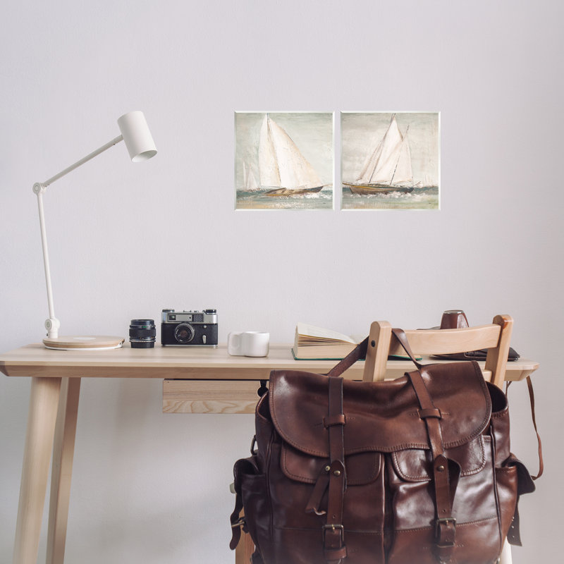 «Tall Ships at Sea», ensemble de 2 plaques murales par Patricia Pinto