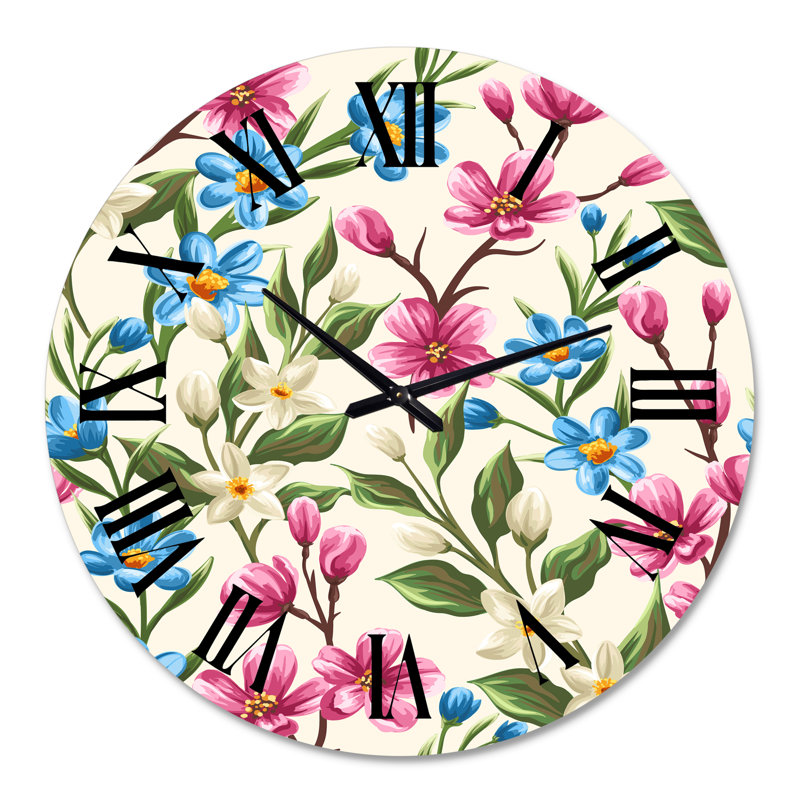 Horloge murale rétro rose et bleu, Moyenne