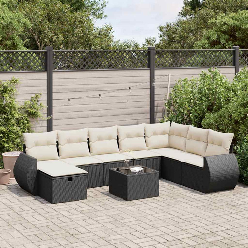 Ensemble de canapé de jardin Vidaxl, Noir