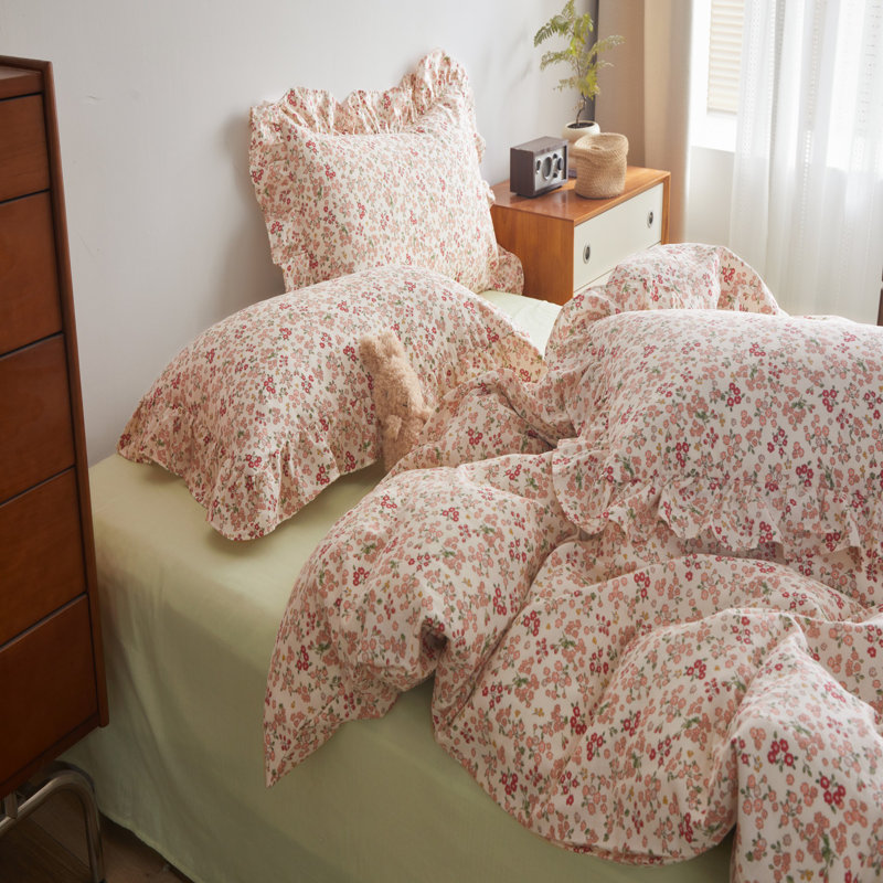 Microfiber Floral Print Comforter Set, Twin XL Comforter + 2 Pillowcases