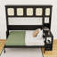 Lit escamotable double en bois avec bureau intégré et tablettes-1570380246