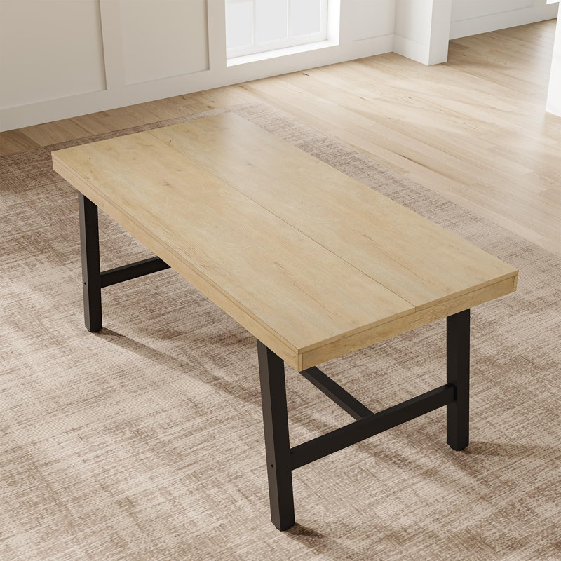 Table de salle à manger 63 "industrielle pour 4-6 - Table de cuisine rectangulaire en bois avec structure en métal robuste, style maison de campagne rustique - pour la salle à manger, la cuisine ou un petit appartement