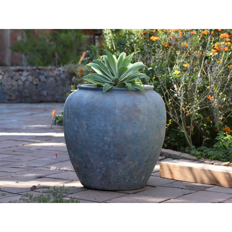 Grande pot à fleurs d'extérieur en pot Jar d'Porto, L 22 po x H 24 po, Vert-de-gris