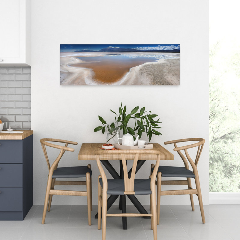 Salt Lake Reflections Peaceful Serene Tranquil Landscape Mountain, art mural, H 12 po x l 36 po