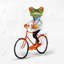 Drôle de grenouille chevauchant un vélo - Toile orange, décor aquatique
