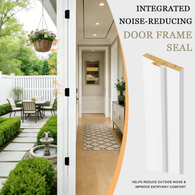 Entry Door Slab With Sound-Reducing Frame – 1-Lite Clear Glass, White Primed Solid Wood