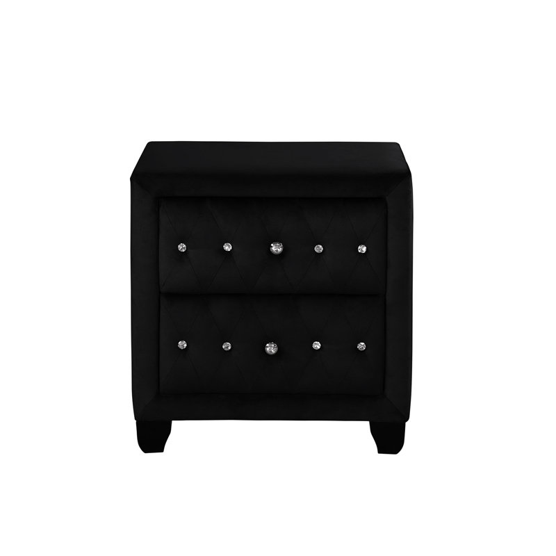 Table de chevet 2 en bois noir avec espace de rangement généreux pour chambre à coucher, Noir