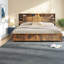 Lits spacieux très grand format, structure en bois et métal avec rangement, design moderne brun foncé