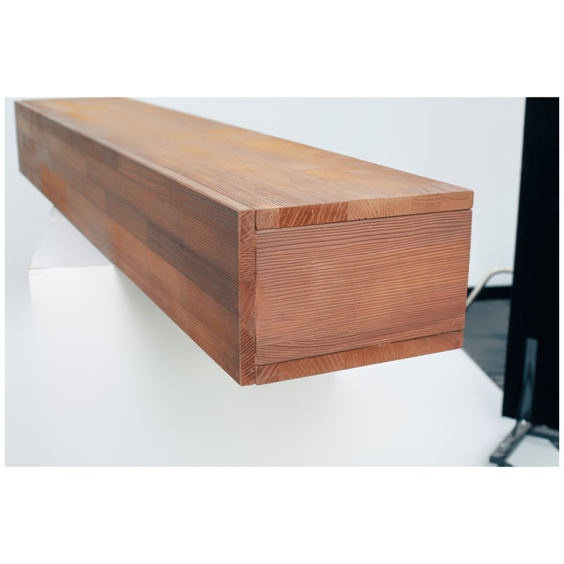 72'' Rustic Wood Fireplace Mantel - Solid Wood Wall-Mounted Floating Shelf for Living Room Home Decor, Light Brown
