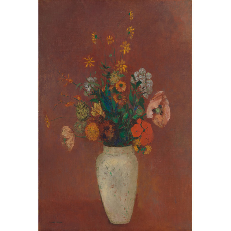 Bouquet In A Chinese Vase by Odilon Redon - Wrapped Canvas Painting, 46cm H x 30cm W