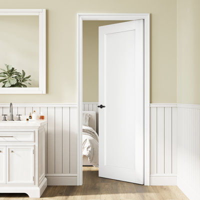 28 x 80 Interior Primed Solid Core Wood 1-Paneled Slab Door Pantry Shaker Standard Door Without Hardware