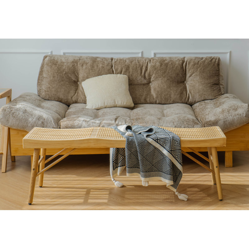 Banc en bois massif et canne Brylynn, Naturel