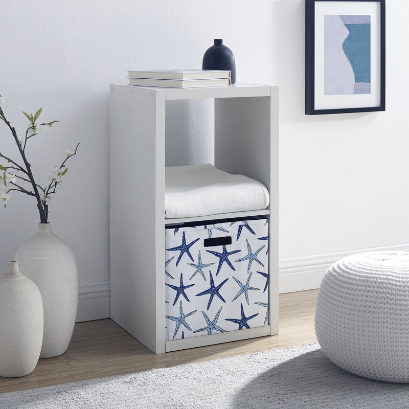 Hamlett 30"H x 16"W White Two Cube Wood, White