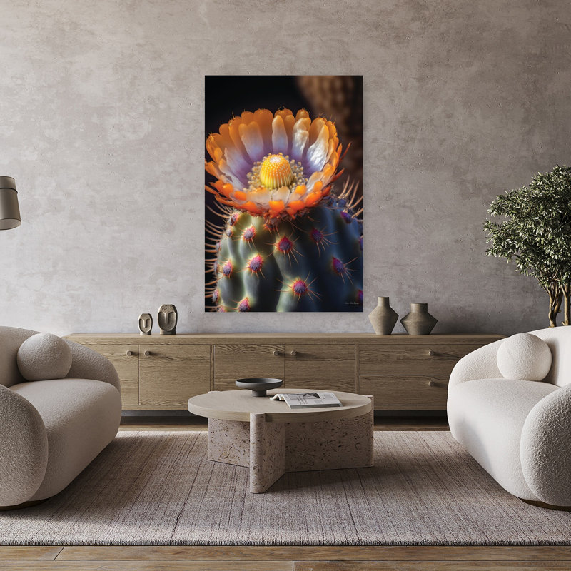 Cactus jardin II, art contemporain de paysage de cactus contemporain, H 48 po x l 32 po
