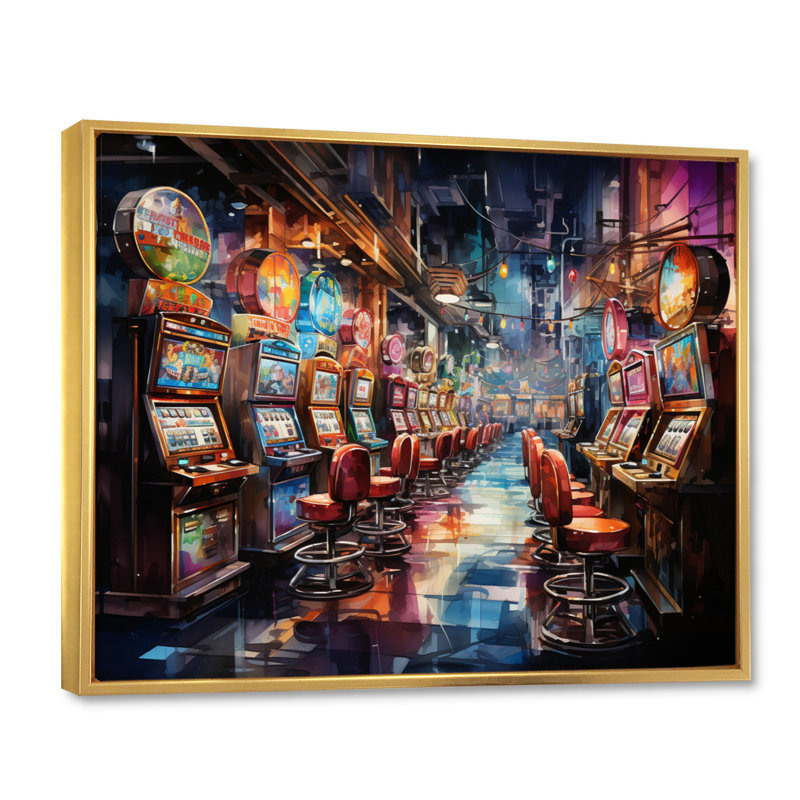 Machine à sous casino Royale, Cadre flottant doré, H 30 po x l 40 po x P 1,5 po