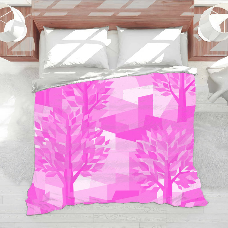 Édredon à motif géométrique, Très grand lit, Light Pink Dark Pink