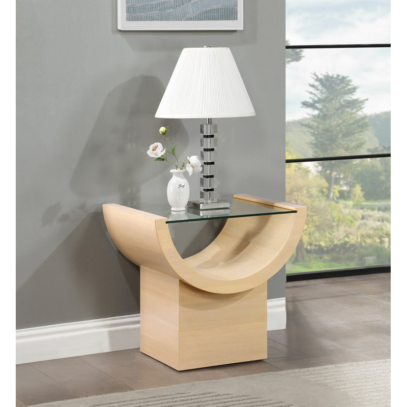 Caputto Glass Abstract End Table, Natural