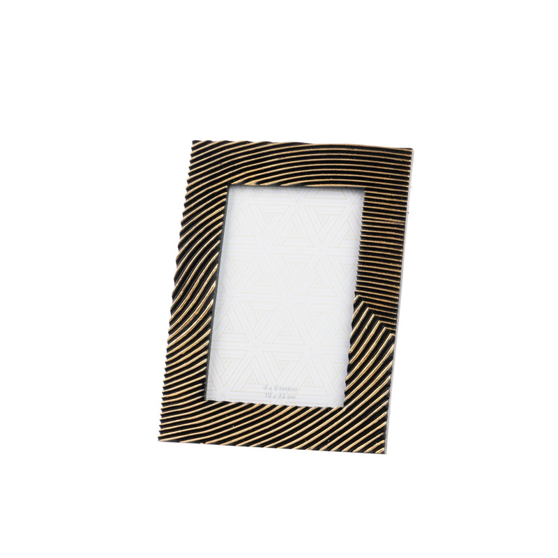 Single Picture Frame, 20cm H x 15cm W x 2cm D, Black/Gold