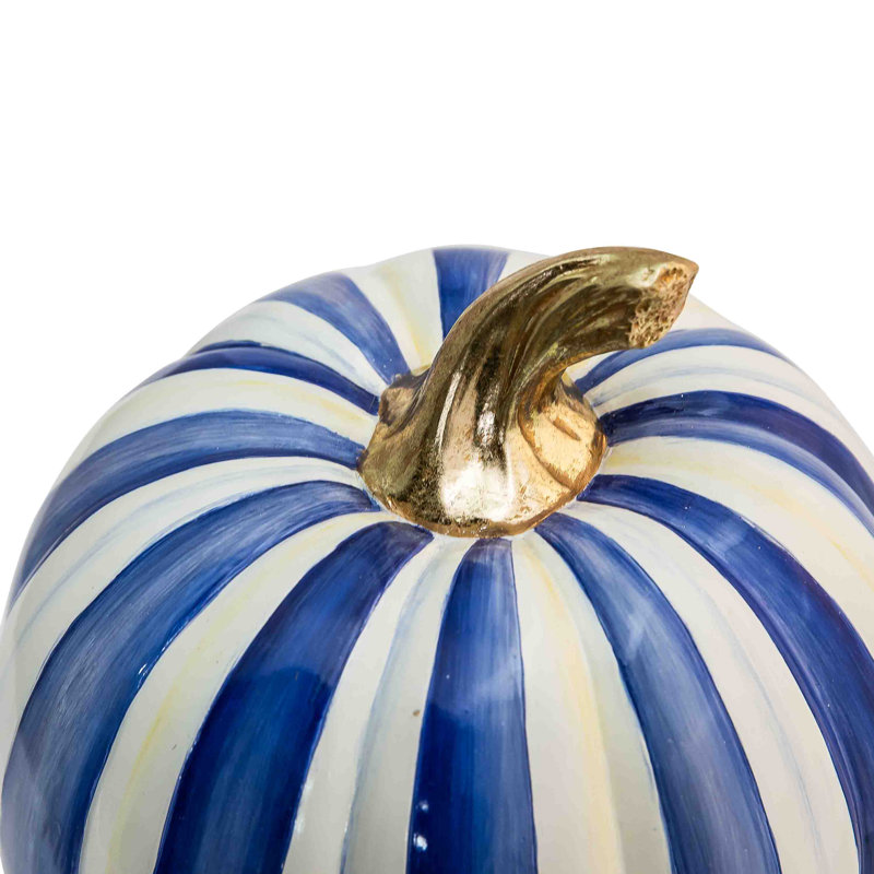 Rayure moyenne citrouille, Blanc / Bleu, H 11 po x l 10,5 po x P 10,5 po