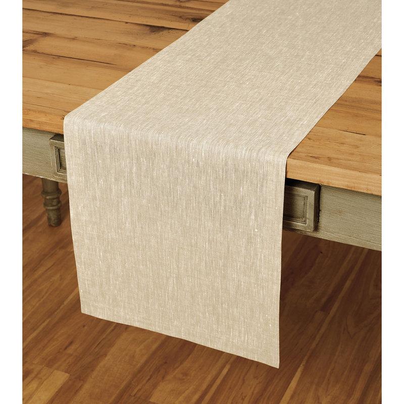 100% Pure Linen Table Runner - Athena, Champagne Beige, 54" x 14"