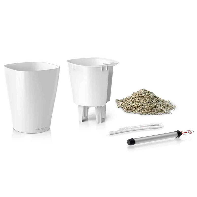 Pot à fleurs carré en plastique Deltini avec indicateur de niveau d'eau pour l'intérieur, taupe brillant, Tan