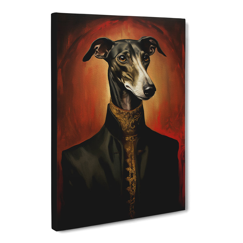 Greyhound Gothic Art - Wrapped Canvas, 60cm H x 40cm W x 3cm D